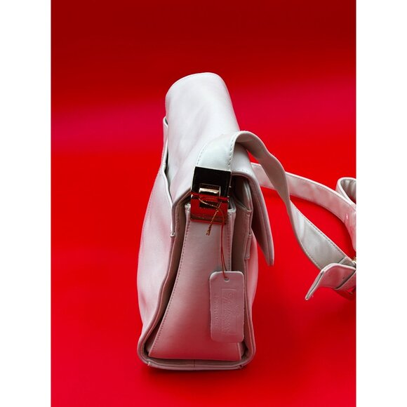 Worthington Crossbody Shoulder Bag Ivory Leather Trim Dual Zip Compartments - Picture 8 of 16